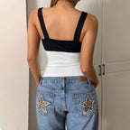 Women's Women’s Black Contrast Color Spaghetti Strap Top