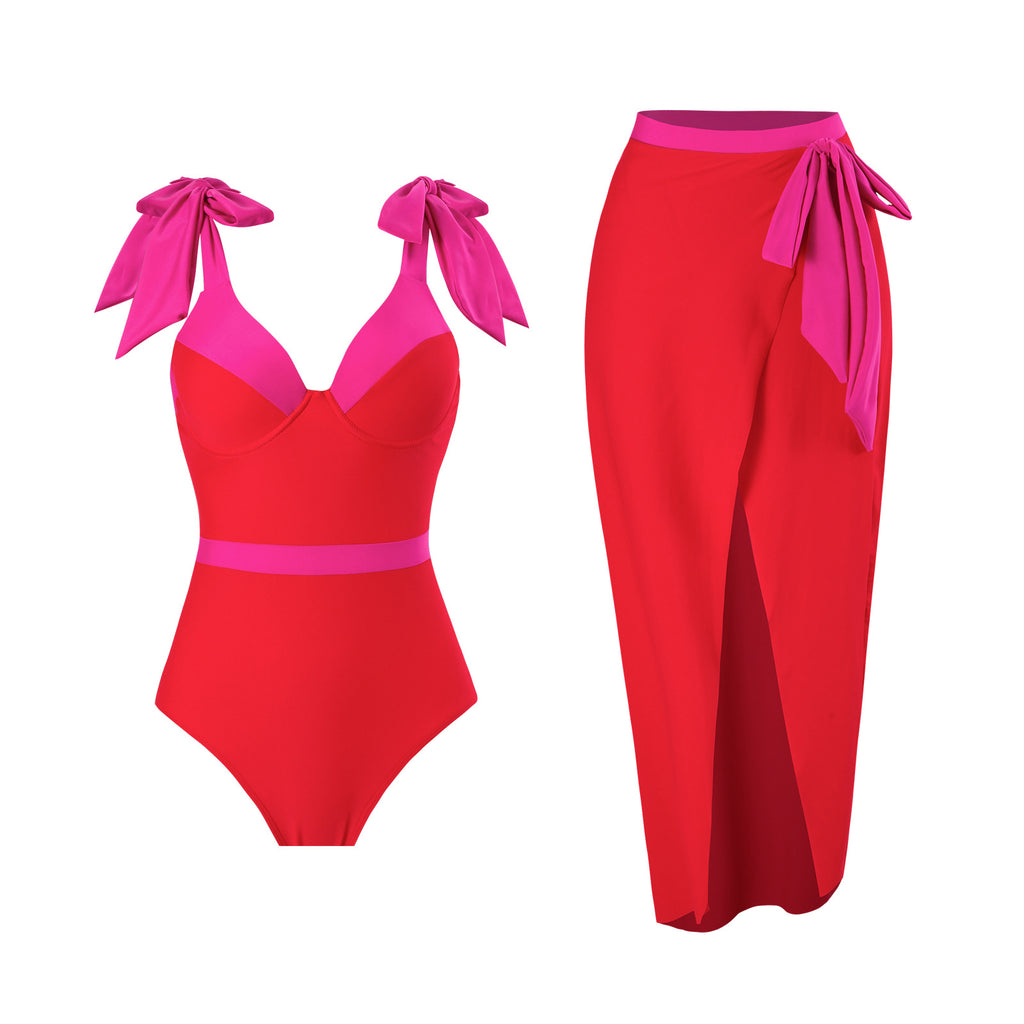 Solid Color One-piece Swimwear