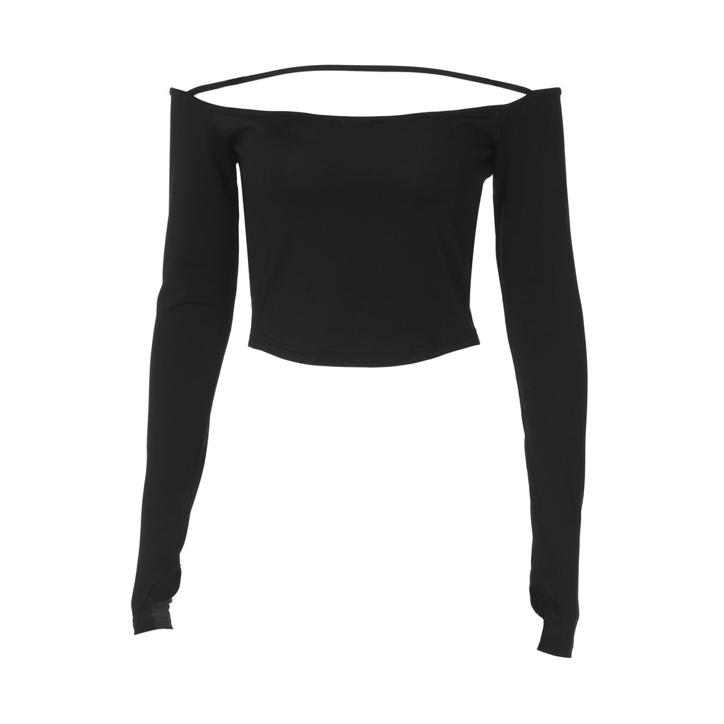 Women's Slim Solid Color Long Sleeve Off Shoulder T-Shirt