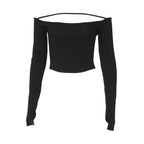 Women's Slim Solid Color Long Sleeve Off Shoulder T-Shirt
