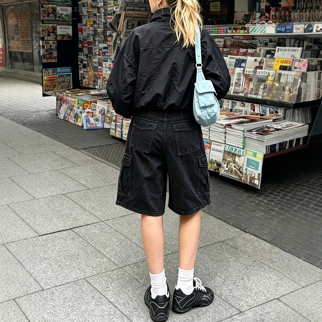 Sports Loose Straight Office Casual Tooling Pocket Women