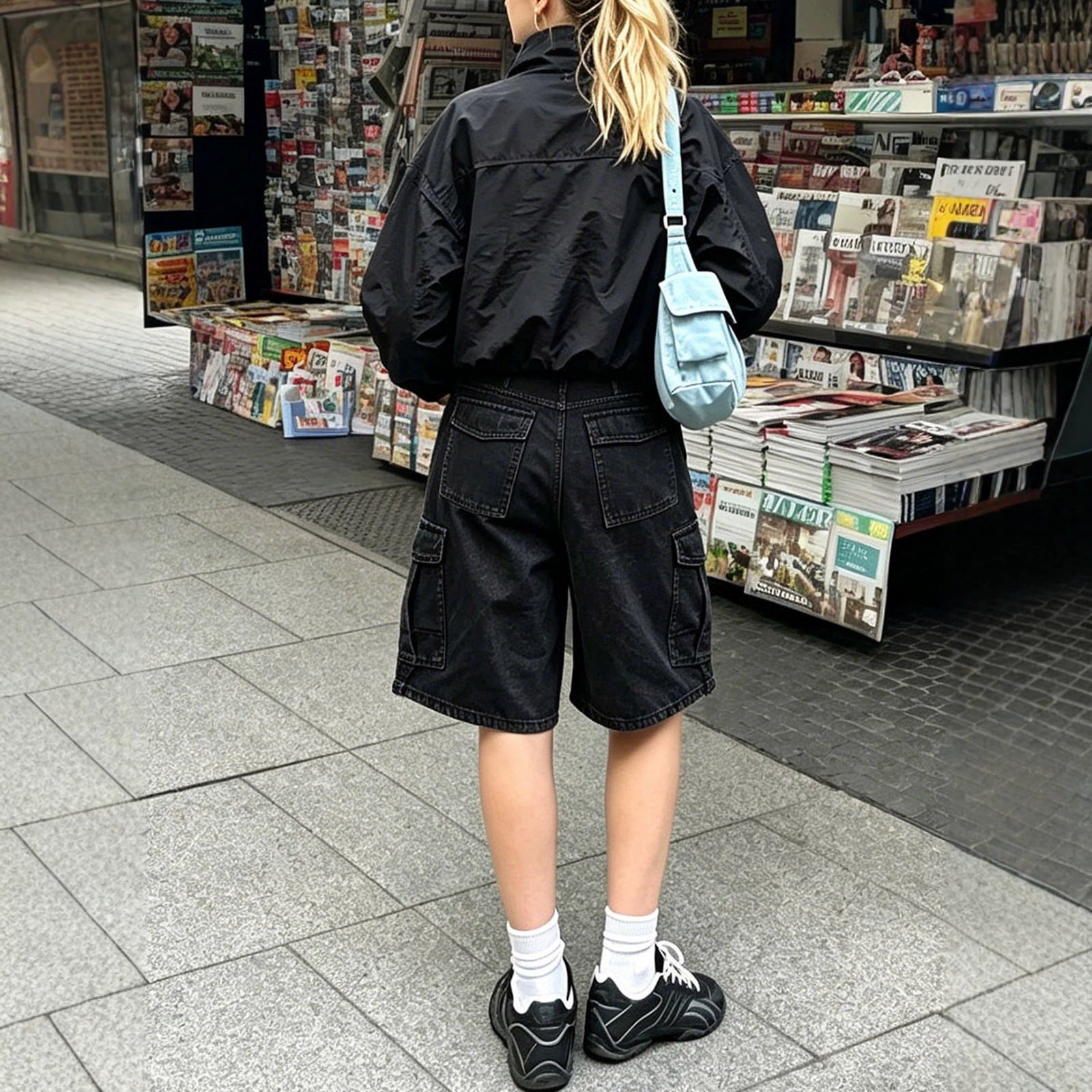 Sports Loose Straight Office Casual Tooling Pocket Women