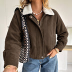 Contrast-Trim Corduroy Jacket