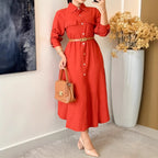 Solid Long-Sleeve Maxi Dress