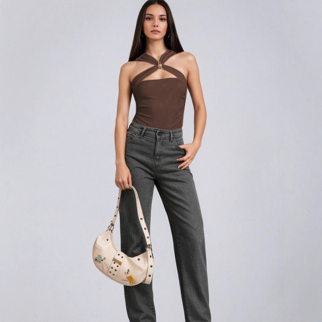 Summer Women Clothing Sexy Slim Special Interest Design Chest Cross Strap Sleeveless Leotard