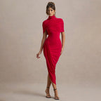Women's Slim Pleated Dress Backless Sheath Dress