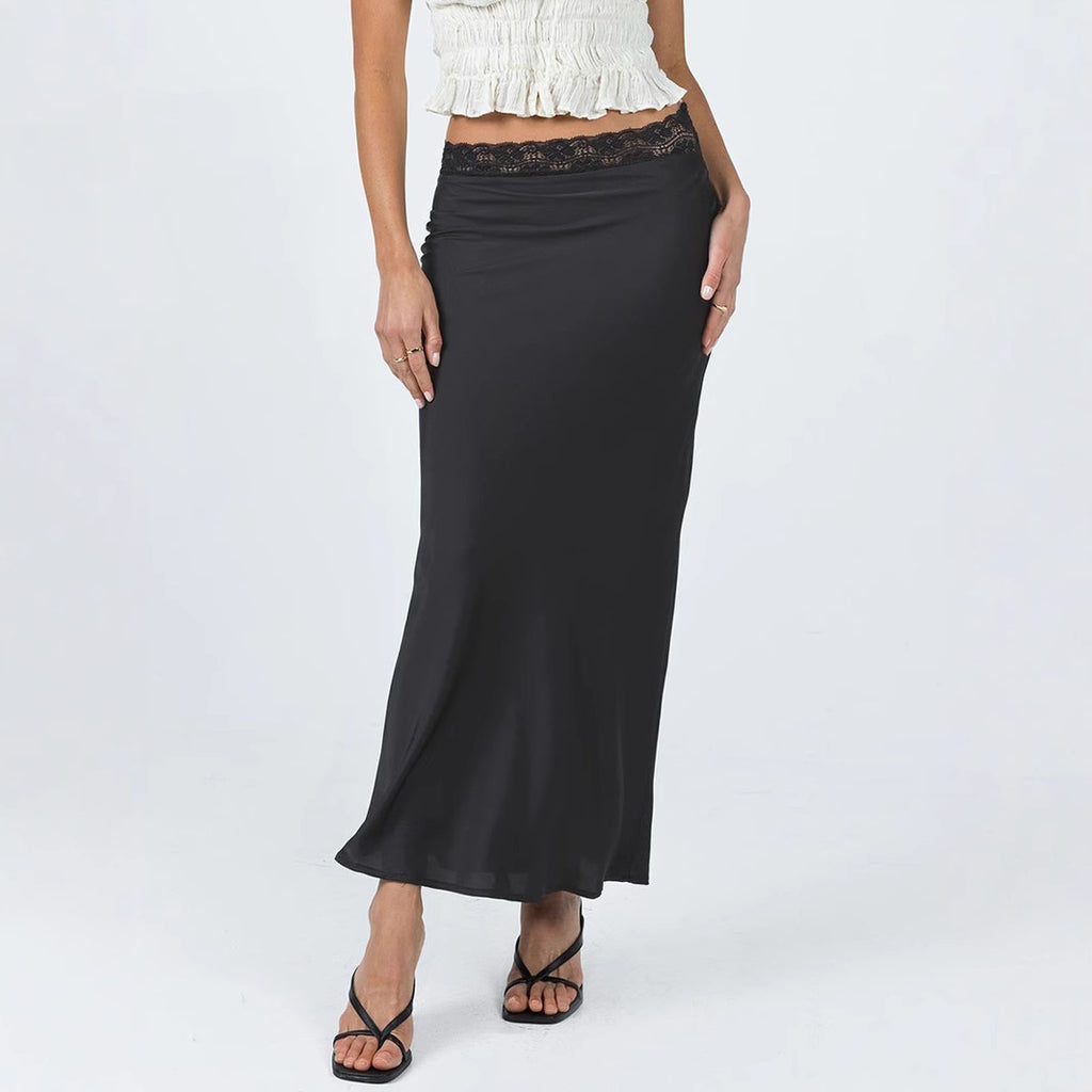 Women Clothing Lace Waist Satin Skirt Fashionable Sexy Elastic Sheath for Women
