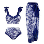 Suit with Blue Flower Patterns