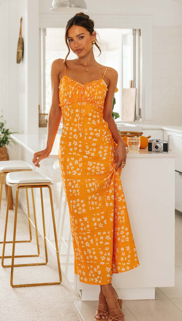 Women's Floral V Neck Backless Maxi Dress
