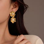 Gold Petal Pearl Earrings