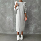Women's Long Sleeve Crew Neck Midi Sweater Dress