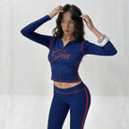 Early Autumn Printed Slim Fit Stretch Hooded Sports Jacket Trousers Two Piece Sets