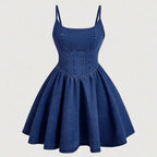 Sweet Spaghetti-Strap Casual Dress