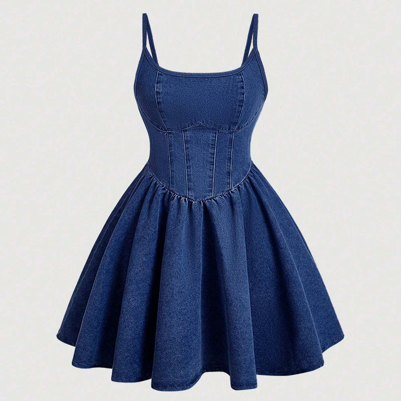 Sweet Spaghetti-Strap Casual Dress
