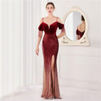 Women's Velvet Spaghetti Straps Cocktail Evening Dress Elegant Company