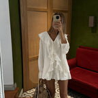 French Bell-Sleeve Top & Shorts Set