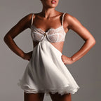Women's Spaghetti-Strap Chiffon Lace Cutout Backless A-Line Mini Dress