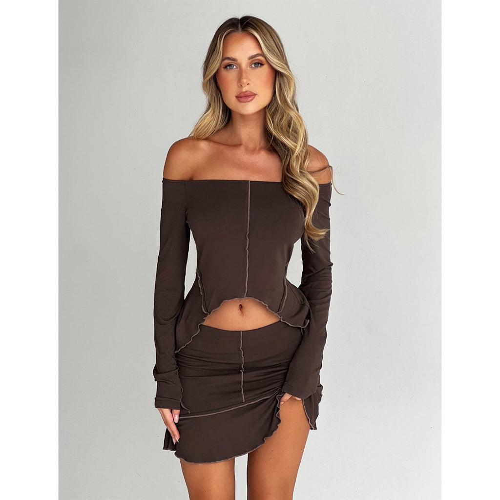 Women's Solid Color Reverse Design Coordinated Two-Piece Set