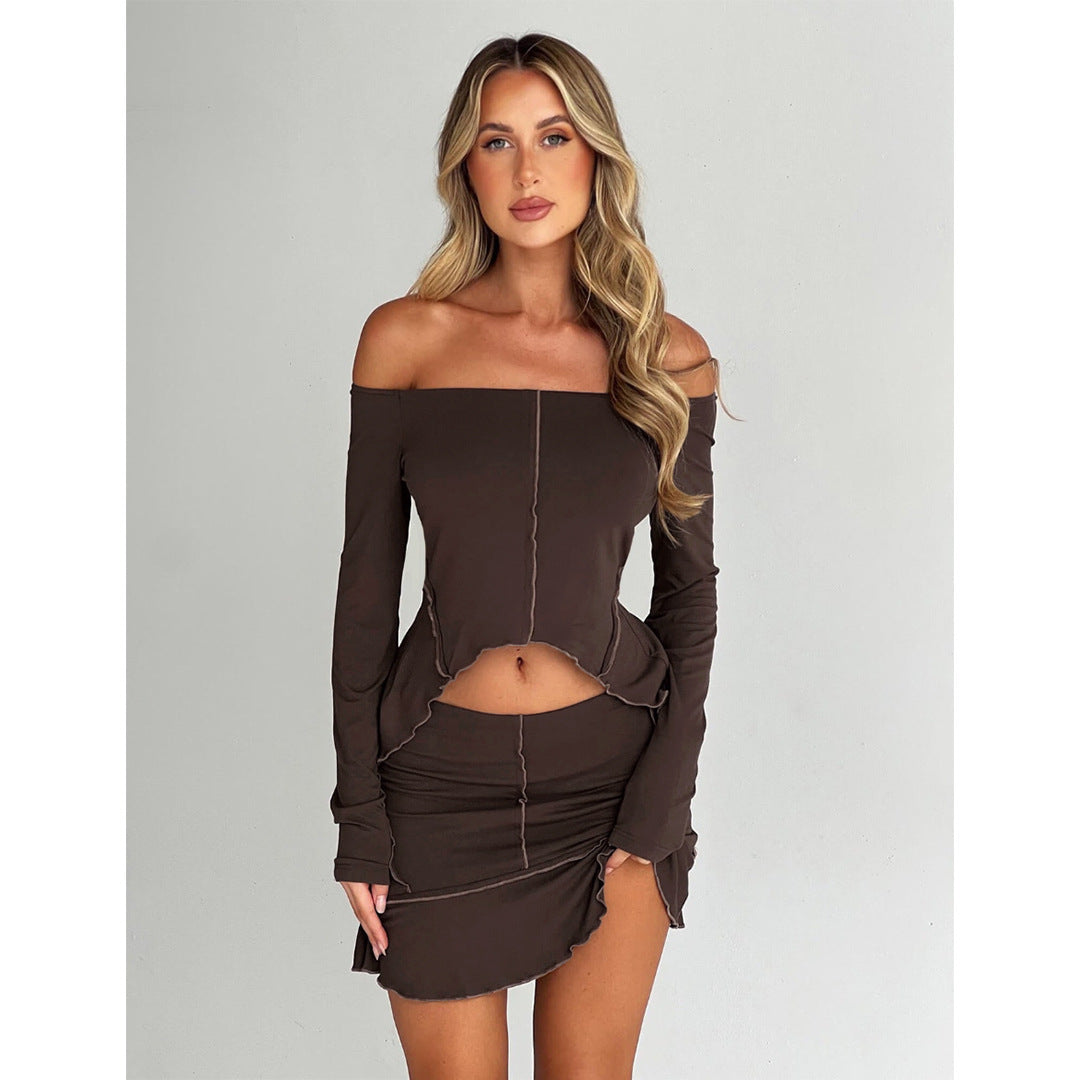 Women's Solid Color Reverse Design Coordinated Two-Piece Set