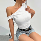 Women’s One-Shoulder Slim-Fit Knit Top