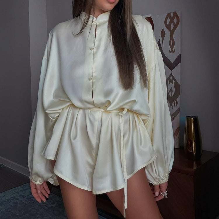 Women Clothing Summer High-Grade Stand Collar Long Sleeve