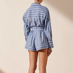 Women's Cotton Shirt And Shorts Two-Piece Set