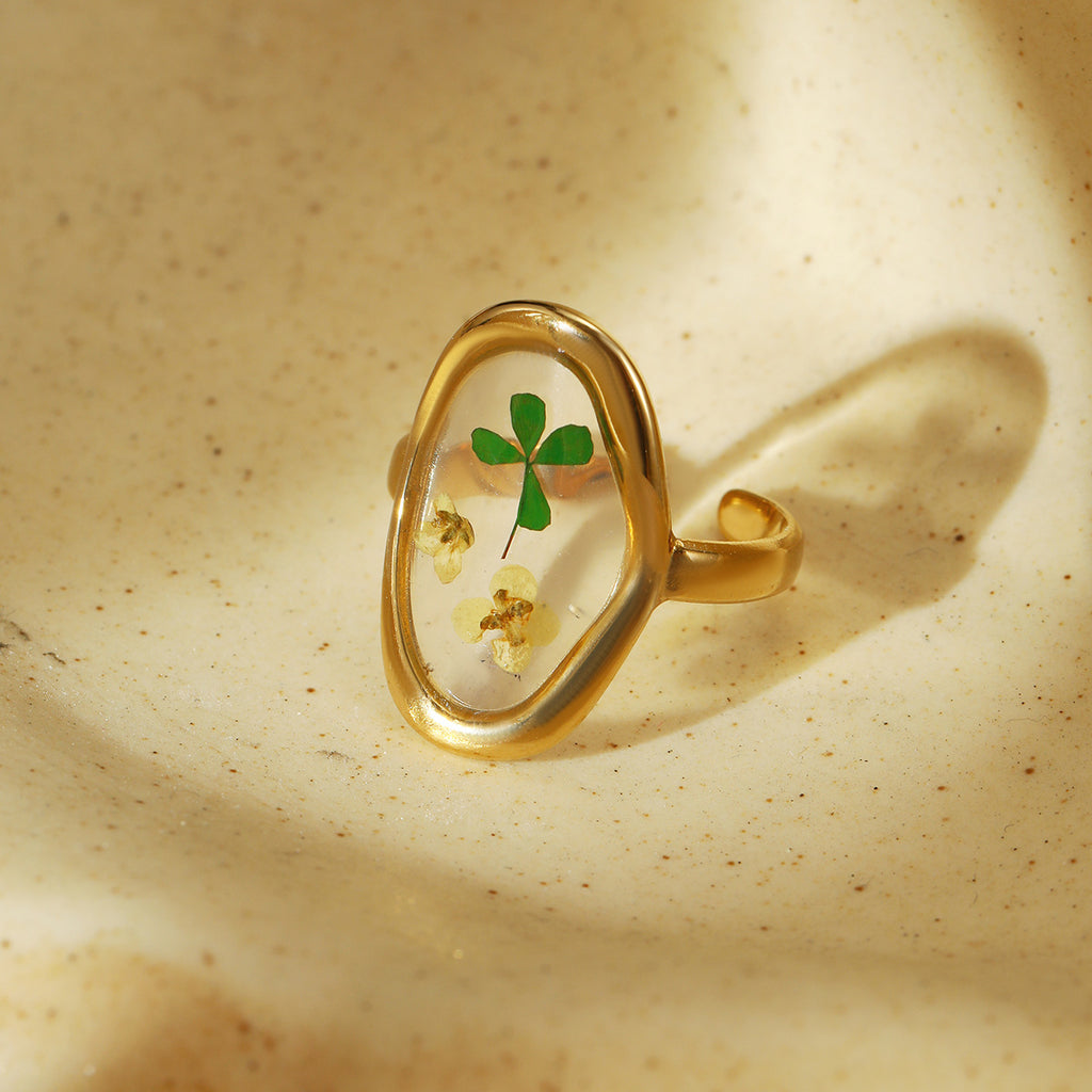 Four Leaf Clover Open Ring