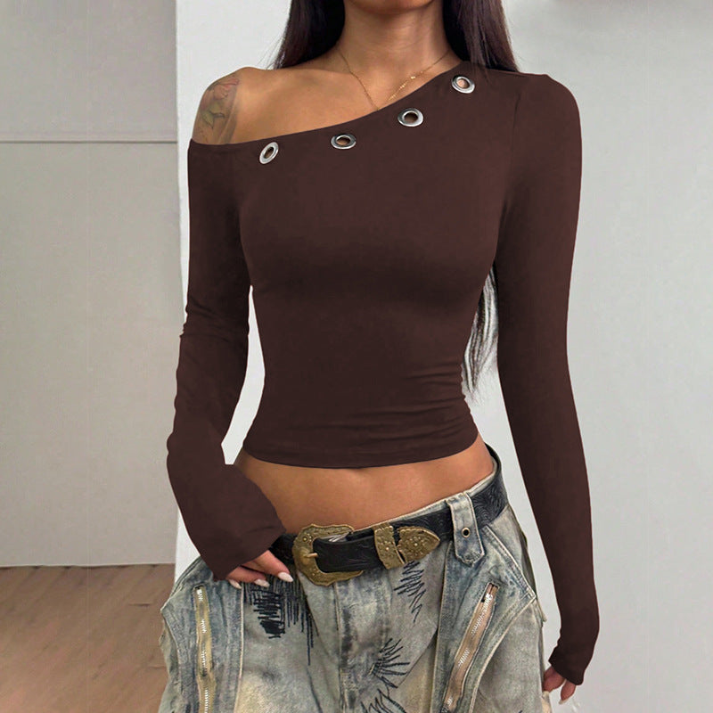 Women's Asymmetric One-Shoulder Long Sleeve Top