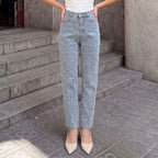 Women's Pearl Detail Straight-Leg Jeans