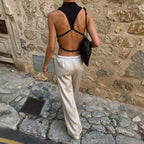 Women's Backless Sleeveless Mock-Neck Top
