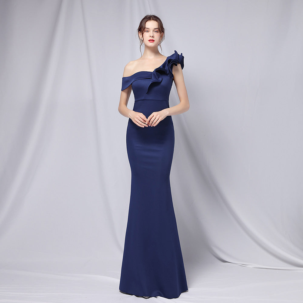 Women's Off-Shoulder Banquet Evening Dress Maxi Party Long Elegant Slim