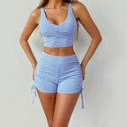 Women's Blue and White Striped Bikini Set
