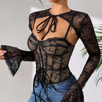 Sheer Lace Shawl Two-Piece Camisole Set