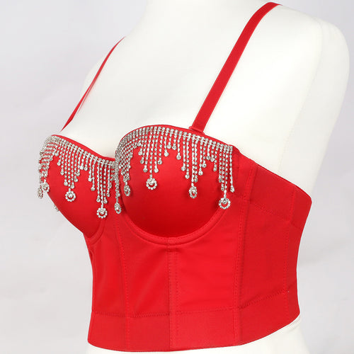 French Corset Drill Chain Stage Costume Sexy Women Summer Wrapped Chest Sexy Backless Women Outerwear Camisole