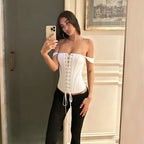 Spring Summer Sexy Waist Girdling Band off Shoulder Tube