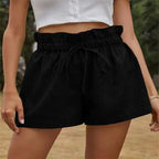 High Waist Lace-Up Loose Wide Leg Shorts