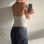Backless Lace Up Cardigan Halter Design Vest Top