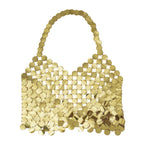 Women's Texture Sequin Sling Top Hollow Out Cutout Wafer Body Cha