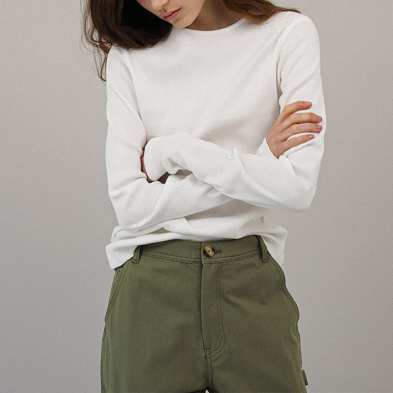 Women's T-Shirt Thread Texture Inner Wear Outer Wear Basic T-Shirt