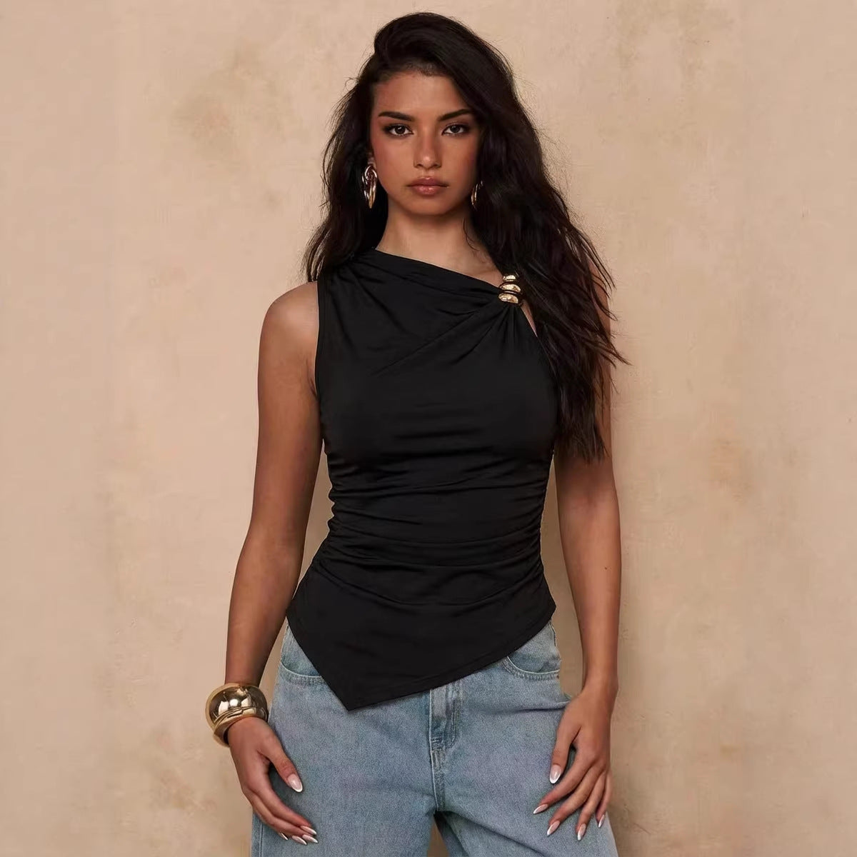 Asymmetric Buckle Vest Top