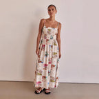Women's Long Spaghetti Strap Floral Print Maxi Dress