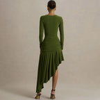 Women's Slim Dress Pleated Irregular Asymmetric Maxi Dress
