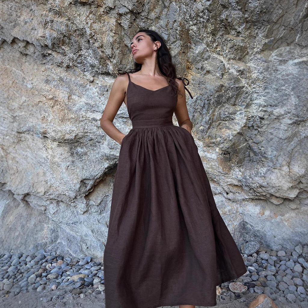 Women's Cotton V-Neck Maxi Dress
