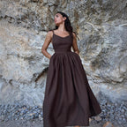Women's Cotton V-Neck Maxi Dress