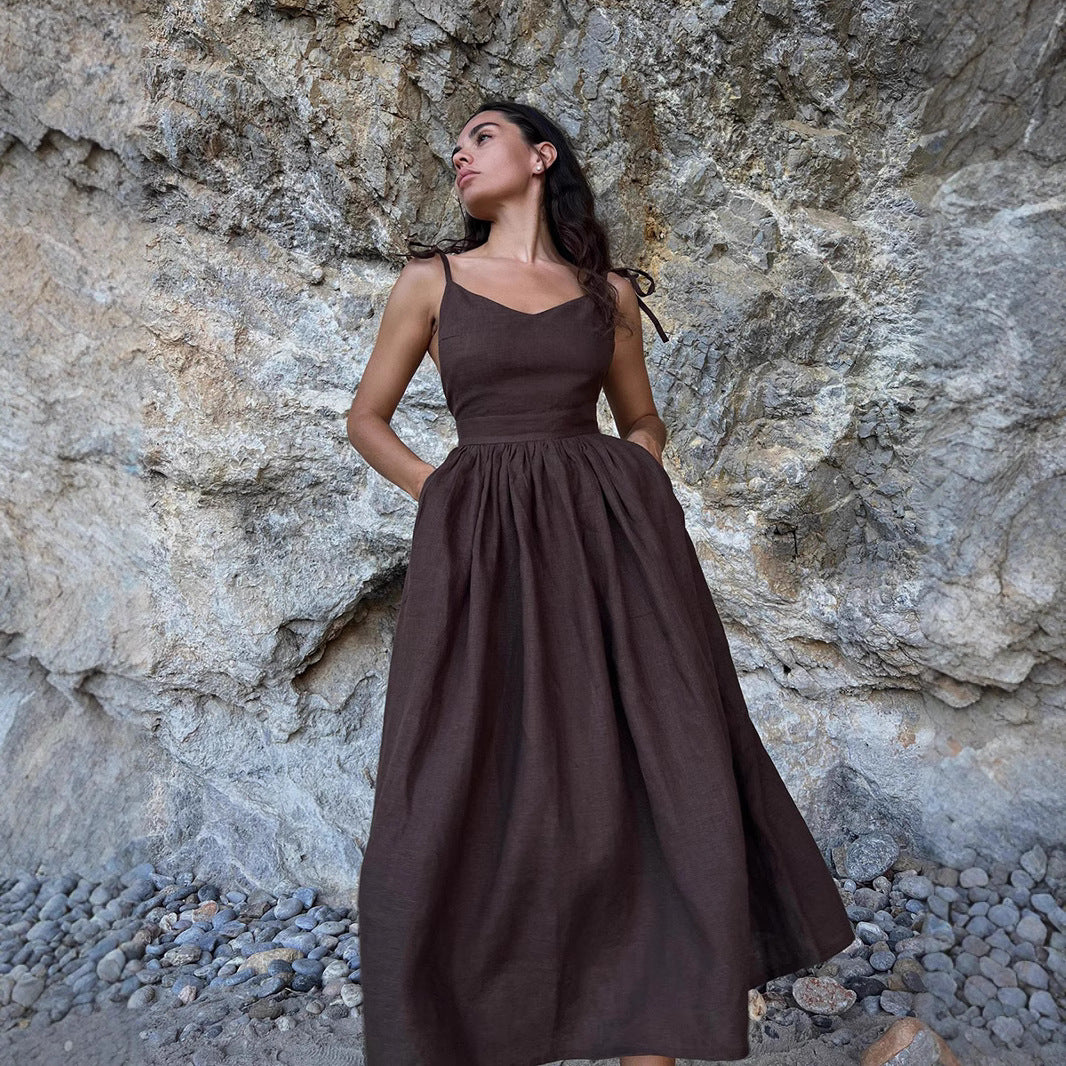 Women's Cotton V-Neck Maxi Dress
