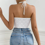 's Trendy Halter Strap Vest Slim Fit Drawstring Irregular