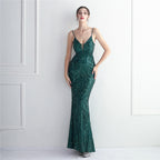 Women's Three Dimensional Strong Sequin Floral Dress Long Cocktail Slim Fit