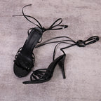 Women's Lace-Up Pointed-Toe Stiletto Sandals