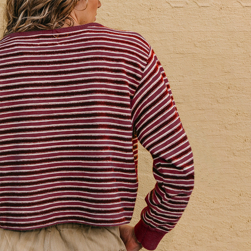 Women's Striped Contrast-Knit Sweater