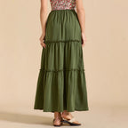 High Waist Elastic Pocket Long Adjustable Lace Up Skirt